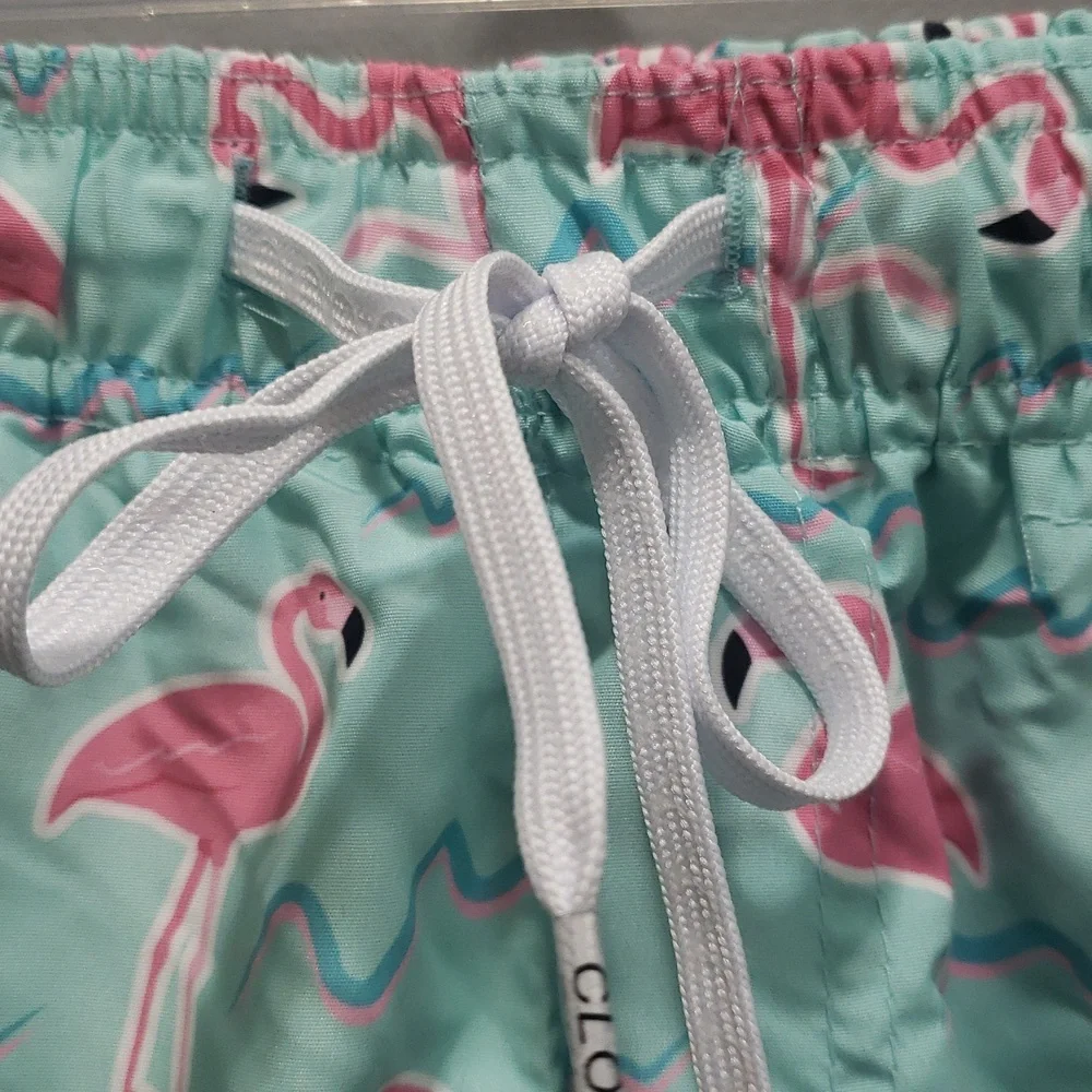 Brooklyn Cloth Kent Ave Volley Swim Trunks, Flamingo Pattern